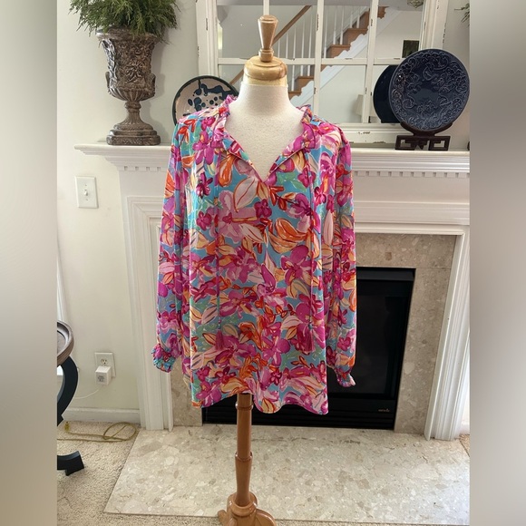 BELLE, Susan Gravel Multicolor Floral Blouse - Picture 1 of 9